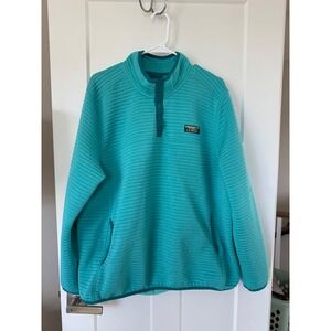 LLBean Teal Textured ribbed Pullover Snap Neck Sweatshirt Women's 3X Reg